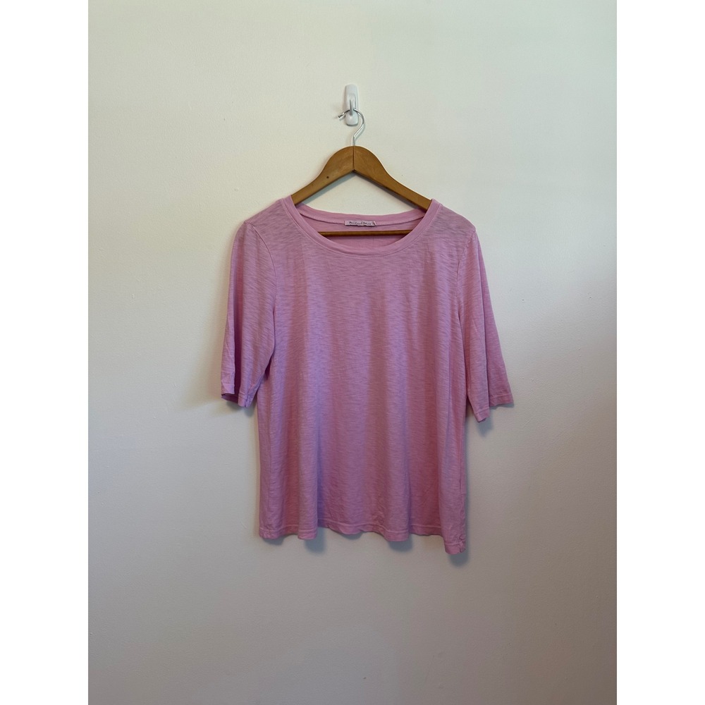 Michael Stars Pink 100% Supima Cotton Slub Crew Neck Short Sleeve T-Shirt | OS
